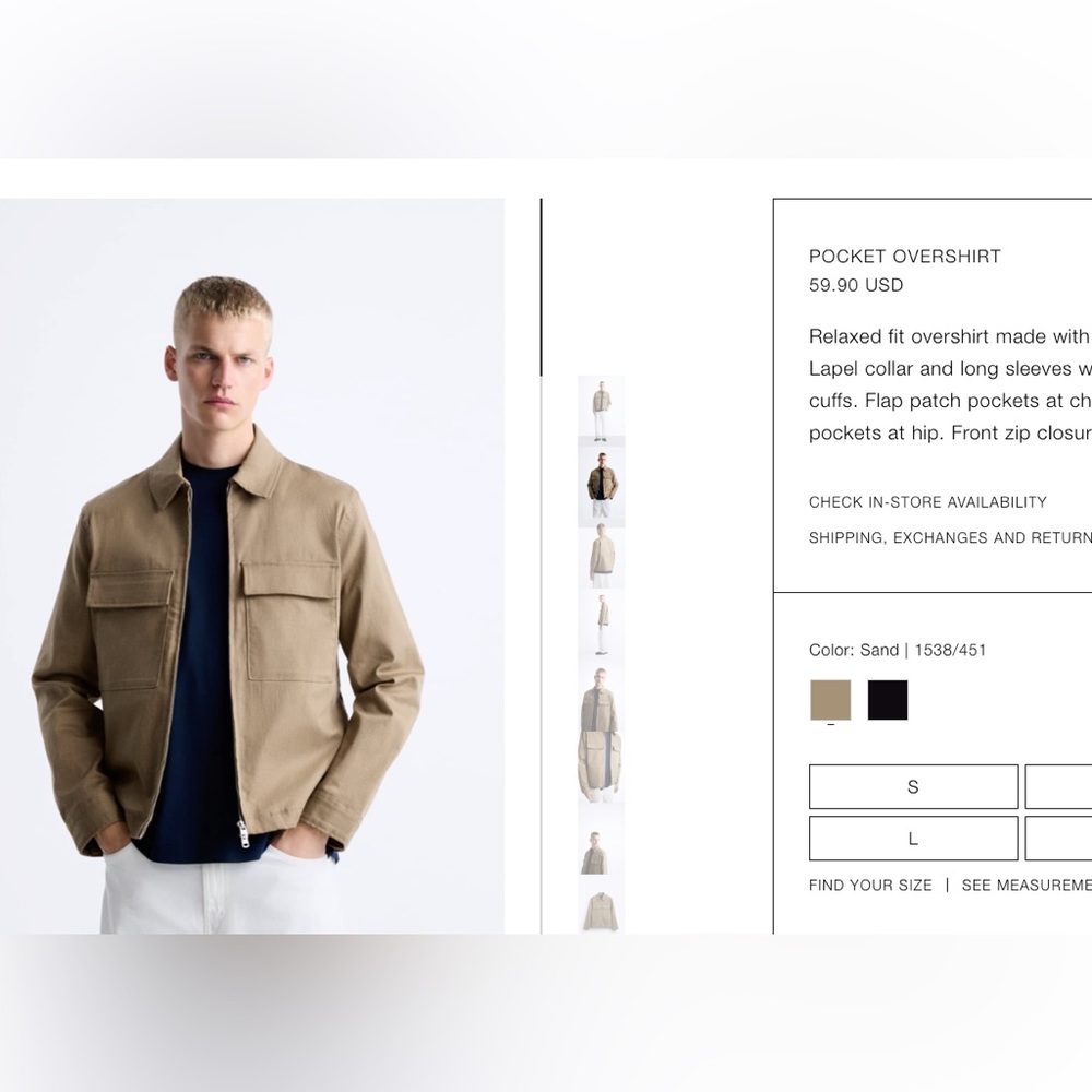 Zara Pleated pocket over shirt
